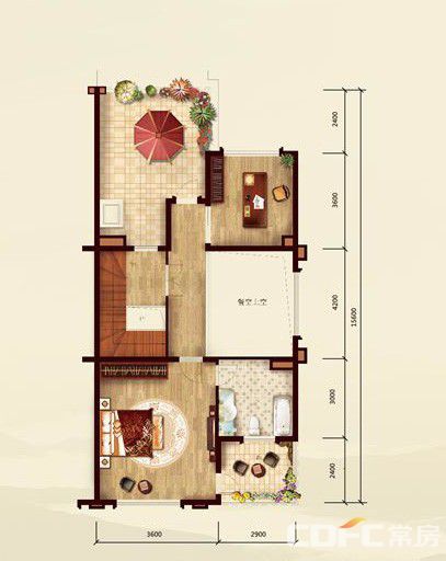 天利天鹅湾二期双拼楼四层