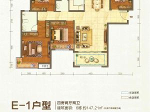 益阳-南县湖景新城为您提供E1户型鉴赏