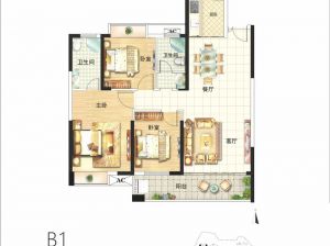 益阳赫山区城投龙麟府为您提供B1户型鉴赏