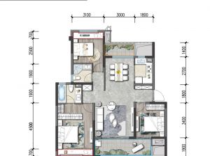 岳阳-汨罗金科御临湖山为您提供T3-1户型鉴赏
