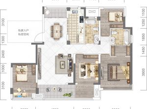 衡阳珠晖区佳源酃湖都市为您提供65#A户型鉴赏