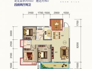 衡阳蒸湘区金钟美墅湾为您提供C3户型鉴赏