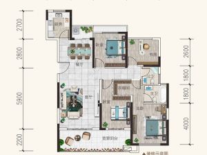 衡阳蒸湘区铂金时代为您提供19#04户型鉴赏