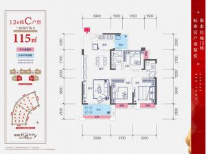 衡阳蒸湘区银泰红城为您提供12#C户型鉴赏