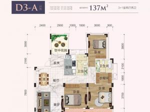 株洲天元区玫瑰园为您提供D3-A户型鉴赏