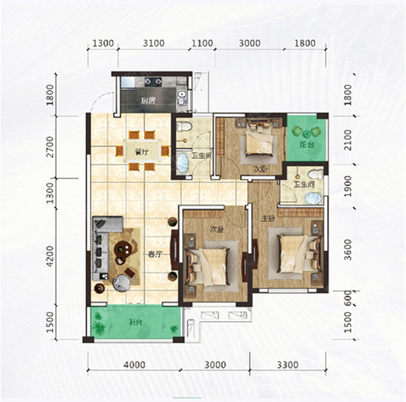 建面约110㎡户型