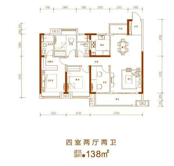 建面约138㎡户型