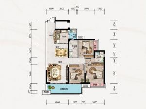 株洲芦淞区湘江大都会为您提供景粼03户型鉴赏