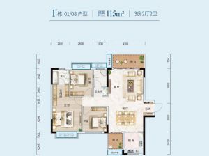 郴州-宜章县天湖城为您提供1栋08户型鉴赏