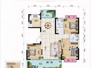 郴州-安仁县尚品瀚林为您提供3栋A1户型鉴赏