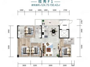 岳阳岳阳楼区南湖院为您提供揽秀F1户型鉴赏