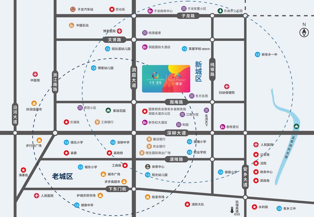 乡邻璟苑项目位于安乡县洞庭大道与围庵路交叉口（原汽车北站）