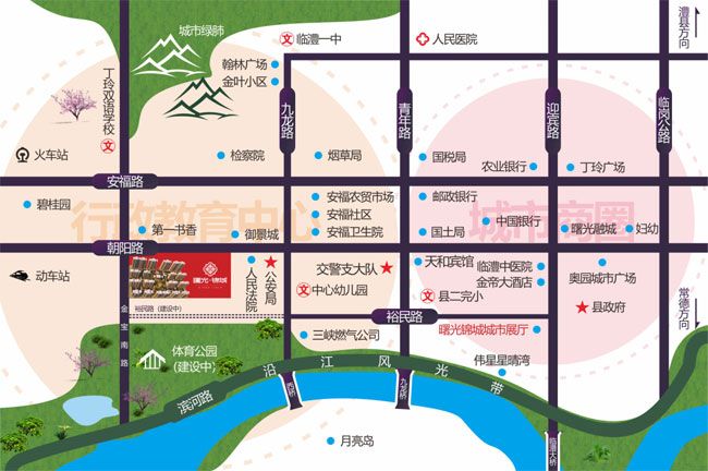 曙光锦城项目位于临澧县朝阳西街与金宝南路交汇处