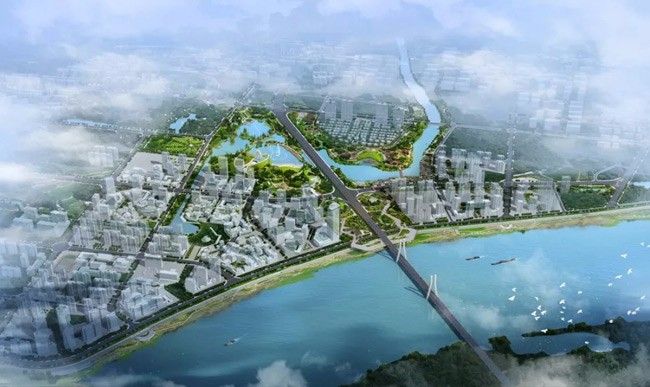 中建生态智慧城项目位于常德市武陵区桃花源大桥北（桃花源路与竹叶路交汇处）