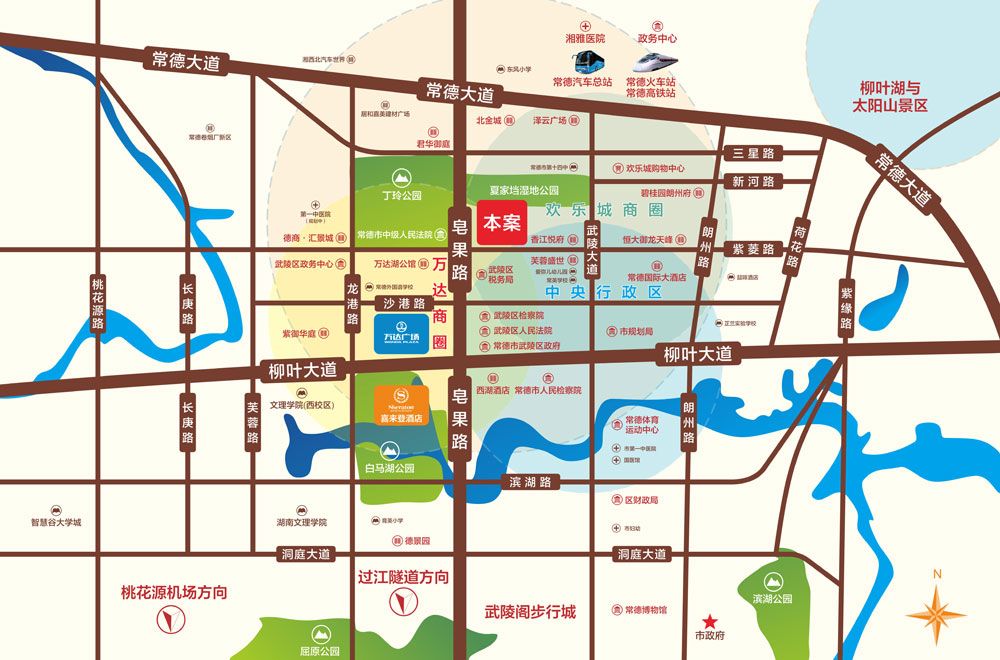 西湖新时代项目位于常德市武陵区皂果路与紫菱路交汇处