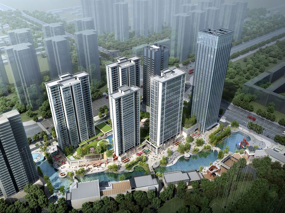 汇景中央广场项目位于常德市武陵区芙蓉路与柳叶大道交汇处