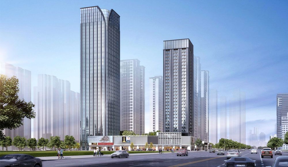 汇景中央广场项目位于常德市武陵区芙蓉路与柳叶大道交汇处