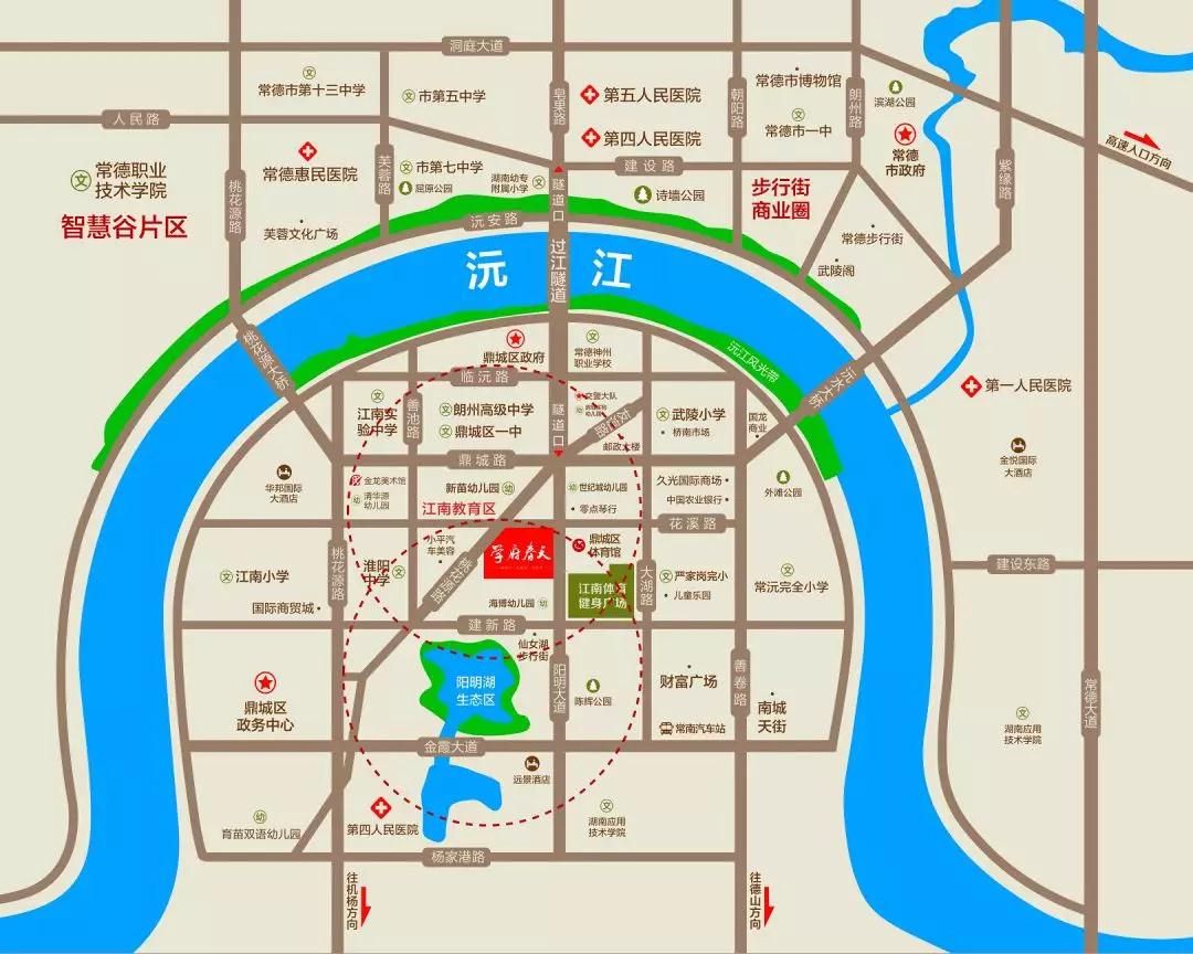 学府春天项目位于常德市鼎城区花溪路与桃花源路交汇处
