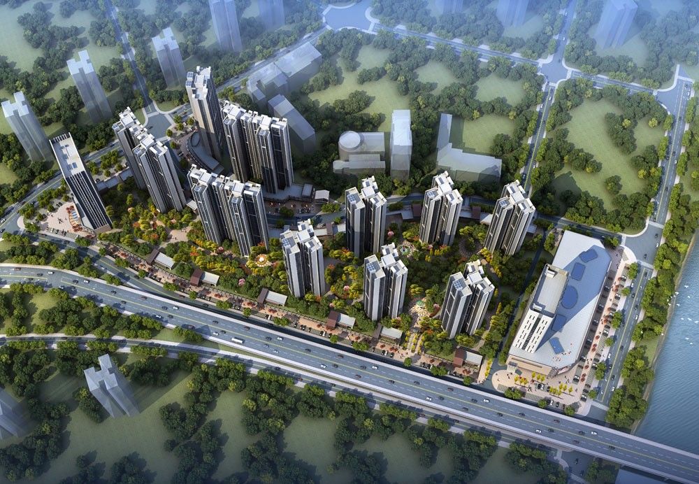 滨江中心城项目位于常德市沅水二桥西望江路与仰止路交汇处