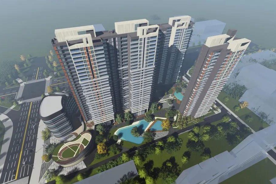 辉达时代广场项目位于益阳南县桂花园路和沿湖南路交汇处