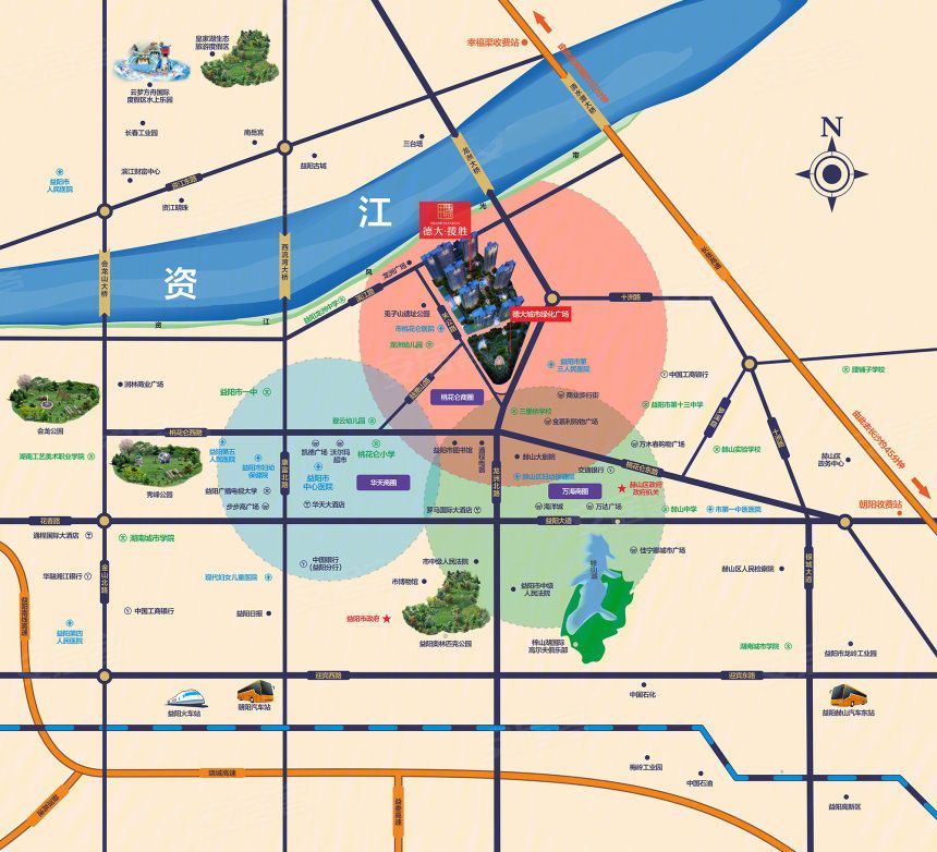 德大揽胜项目位于益阳赫山区龙洲路与关公路交汇处