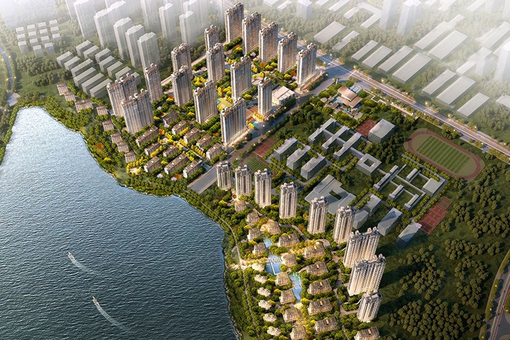 江河颐璟城项目位于南湖新区湖滨大道与岳雅路交汇处