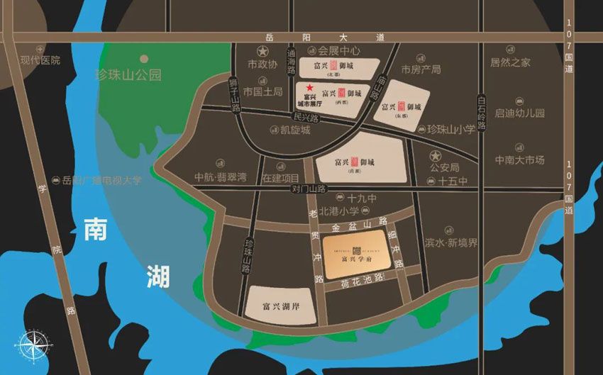 富兴御城项目位于岳阳市文化艺术会展中心南