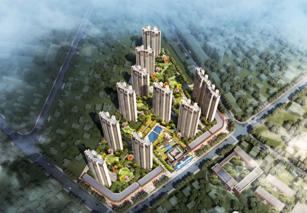 山湖海上城项目位于汨罗市楚天路正则学校正对面