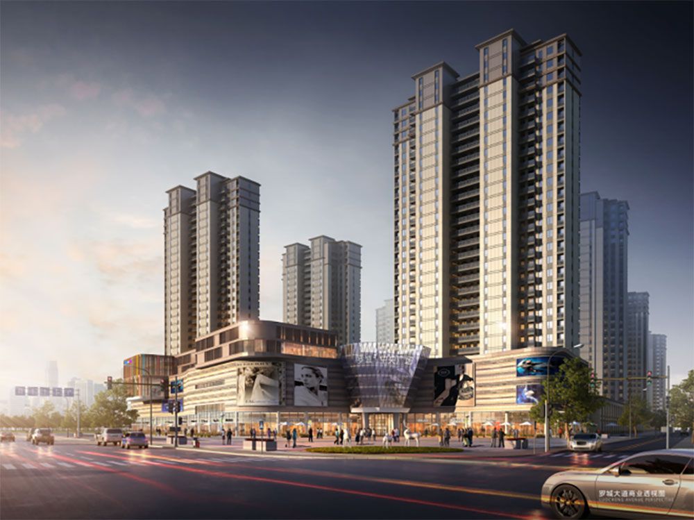 罗城中央广场项目位于罗城大道与友谊河交汇处