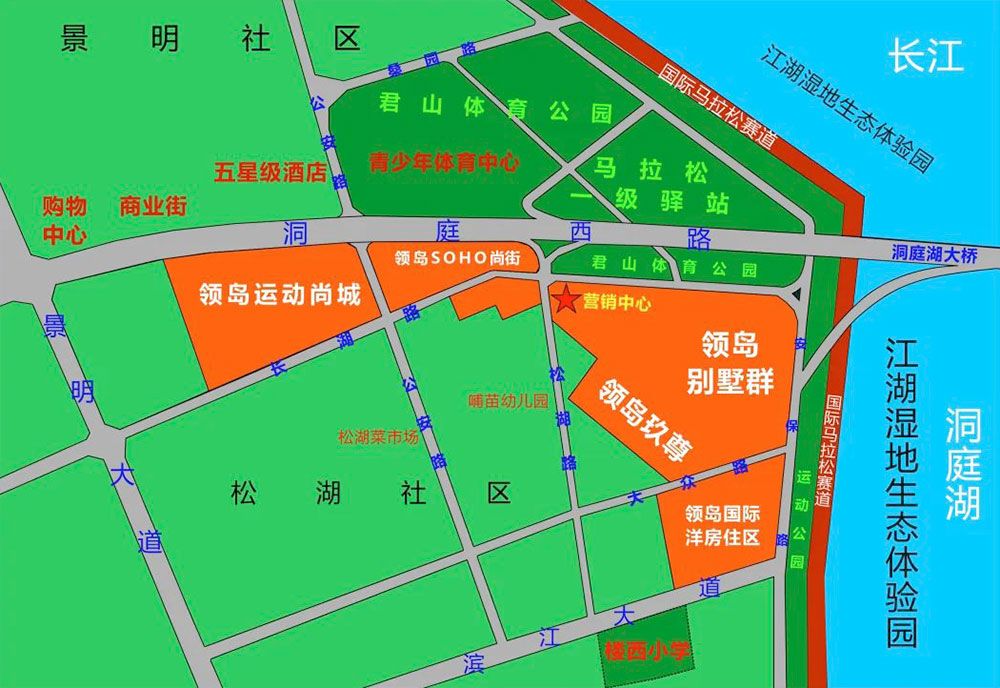 运动尚城项目位于岳阳君山区洞庭西路一号