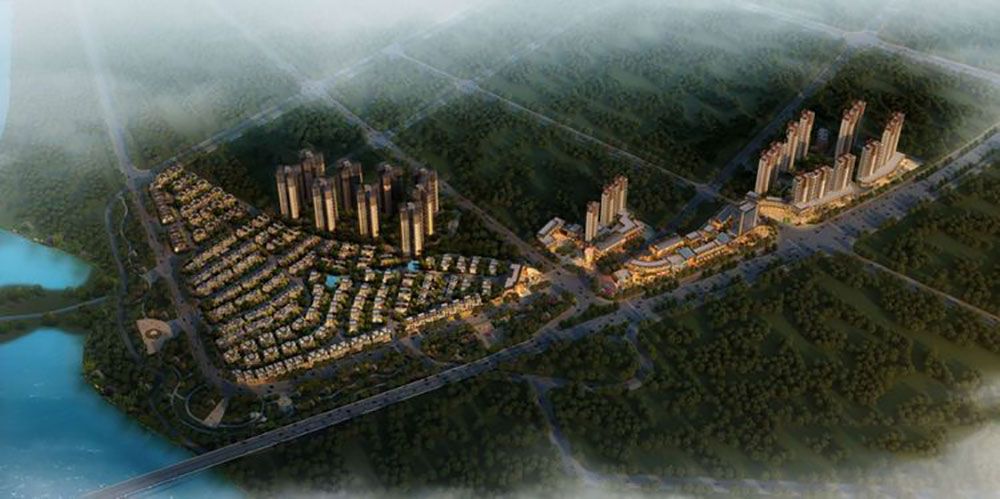 合众领岛项目位于岳阳君山区三角坪路与洞庭大道交叉路口南侧