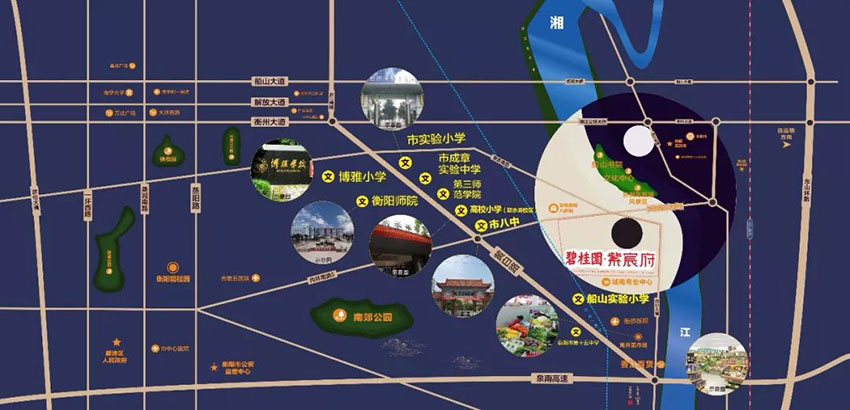 碧桂园紫宸府项目位于雁峰区湘江南路与白沙大道交汇处