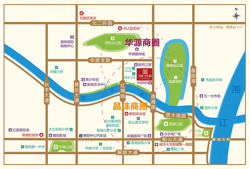 国泰城项目位于石鼓区蒸湘北路蒸水桥头（中国电信旁）