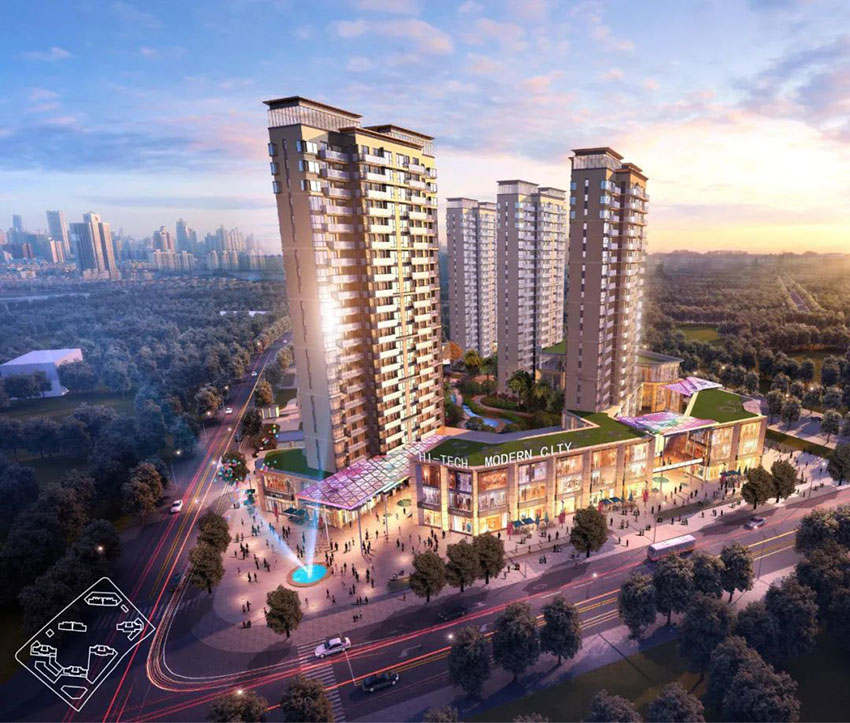 高新现代城项目位于蒸湘区陆家新区中央大道与临水路交汇处