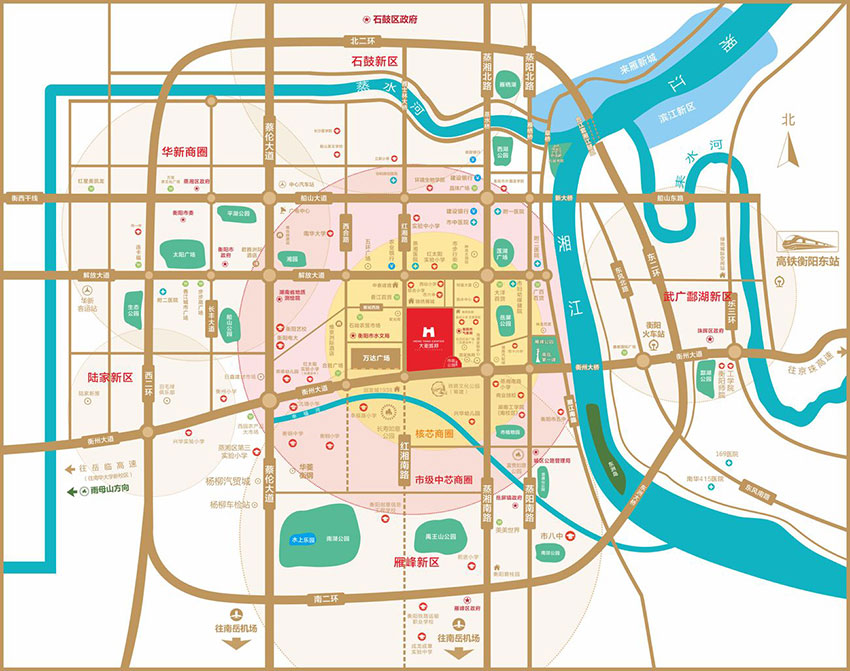 大衡城邦项目位于蒸湘区衡州大道与红湘南路交汇处