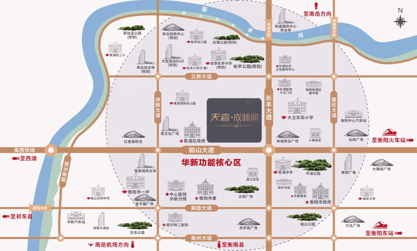 天嘉成林间项目位于蒸湘区长丰大道区政府旁