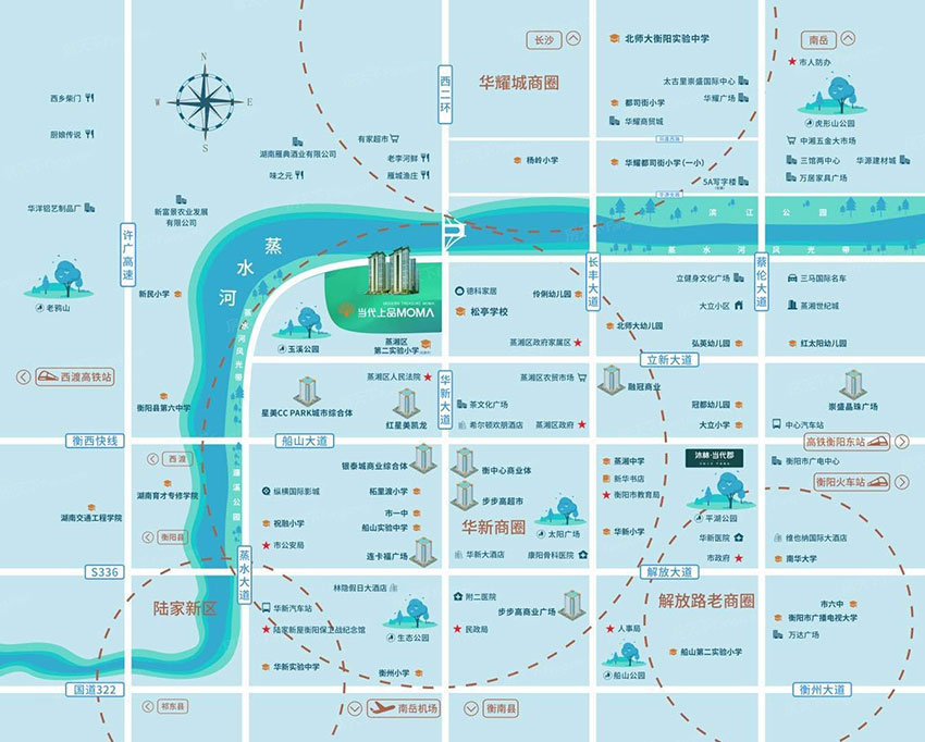 当代上品项目位于蒸湘区华新大道与蒸水南路交汇处