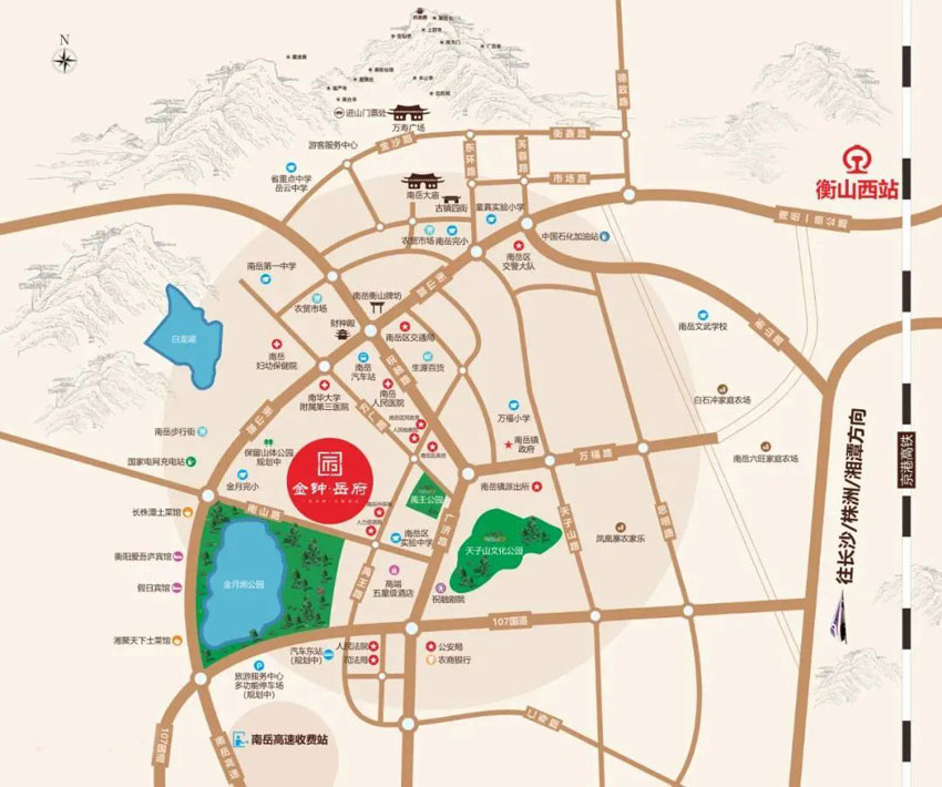 金钟岳府项目位于南岳区南山街与禹王路交叉口北