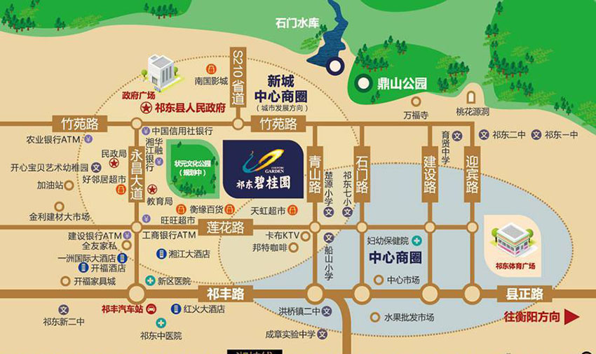 碧桂园项目位于祁东县洪桥镇竹苑路南侧