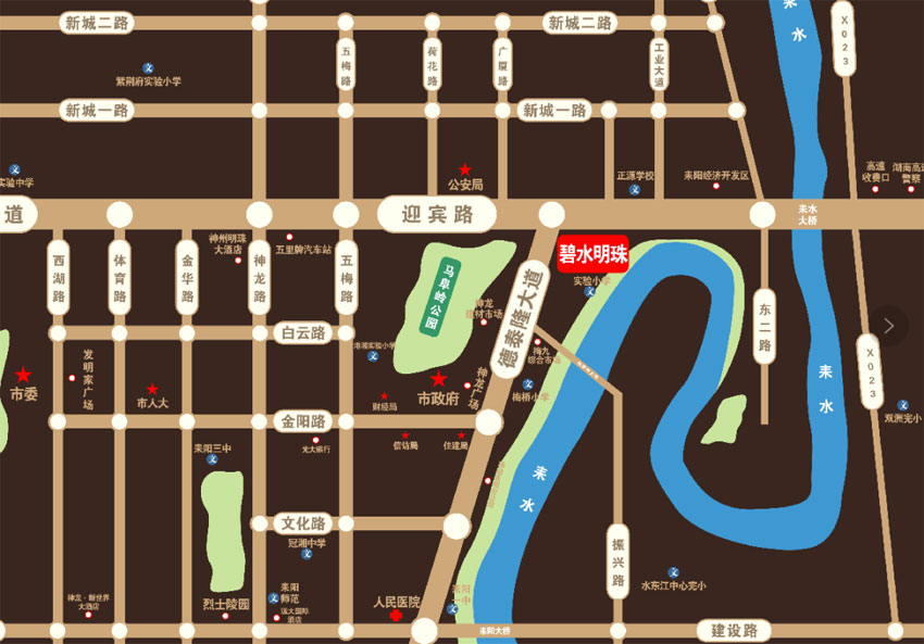 碧水明珠项目位于耒阳市迎宾大道与德泰隆路交汇处