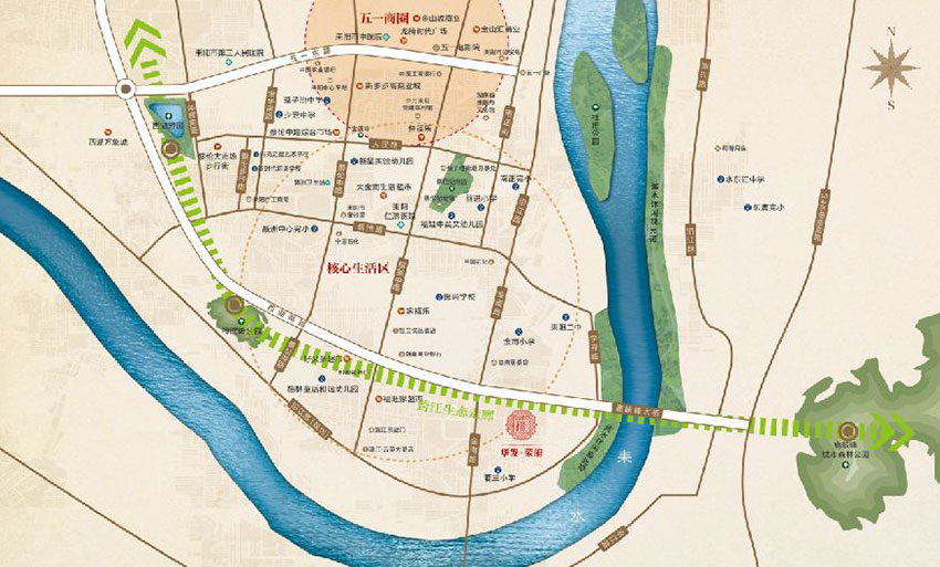 华发荣府项目位于耒阳市西湖东路801号（耒阳市6A路公交车总站往前100米）