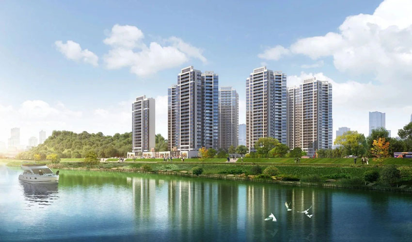 山水华庭项目位于耒阳市西湖南路樟隍岭公园对面