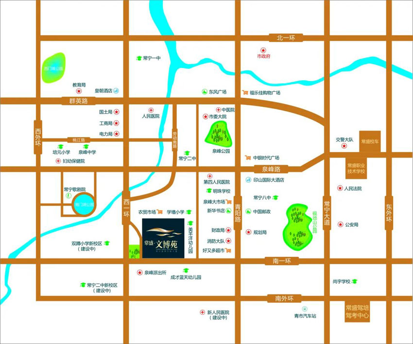 常盛文博苑项目位于常宁市南一环与西一环交汇处