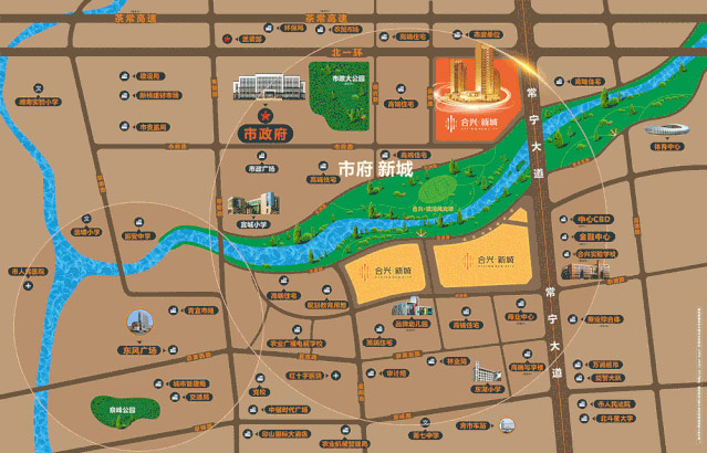 合兴新城项目位于常宁市常宁大道潭水河南岸