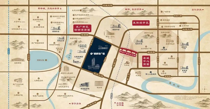 铜锣湾广场项目位于武广新城耒阳大道中段