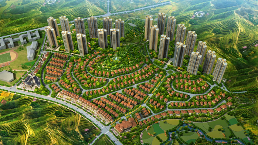 蓝谷国际项目位于渌口区芦淞区董家塅青龙湾蓝谷小镇