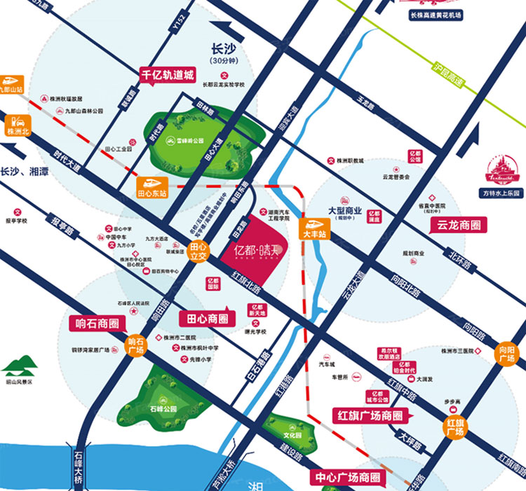 亿都晴天项目位于云龙示范区红旗北路与田龙路交汇处（亿都国际对面）