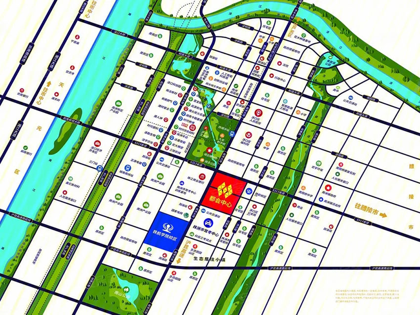 都会中心项目位于渌口区南洲新区南洲大道株洲市驾考中心北