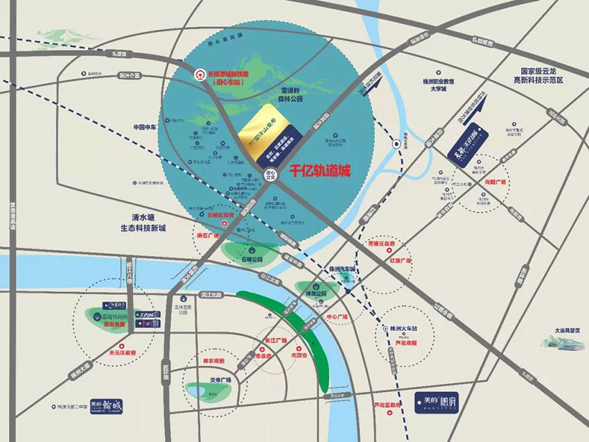 雪峰山壹号项目位于石峰田心立交桥时代大道与迎宾大道交汇处北200米