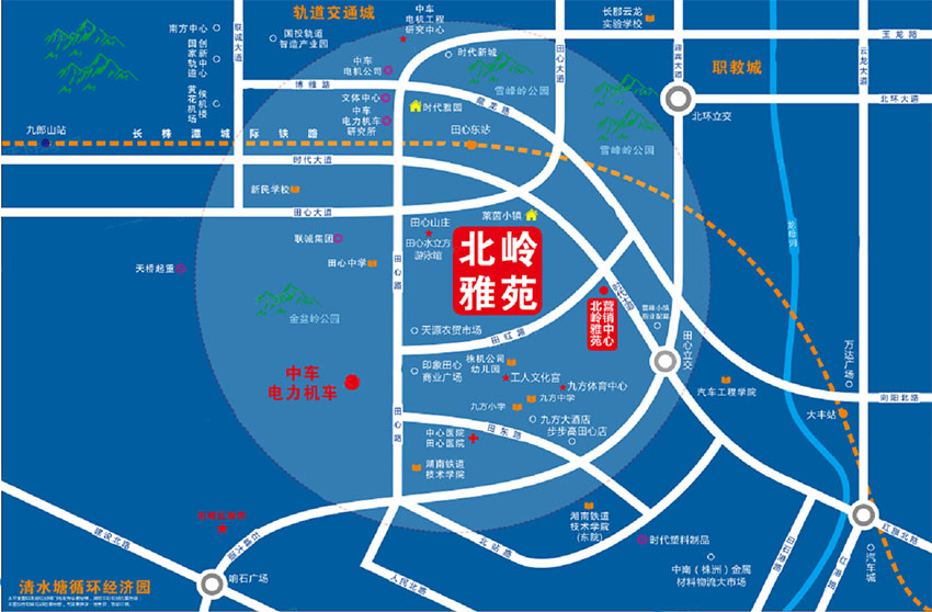 北岭雅苑项目位于石峰区田心北岭路（北岭社区旁）